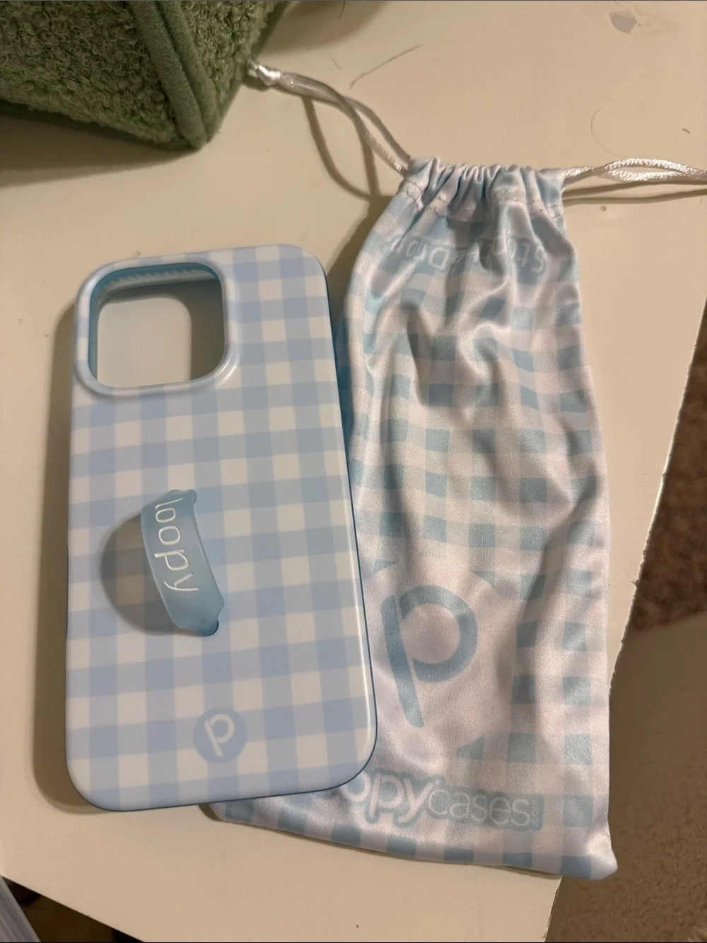 iPhone 16 pro Loppy Blue Gingham Case